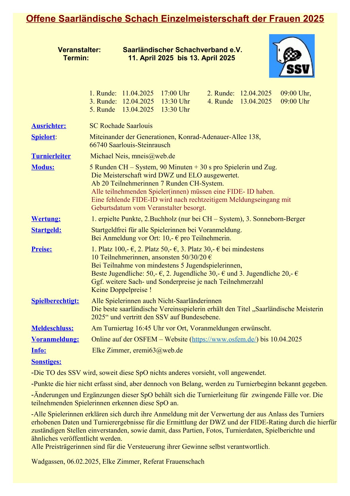 Ausschreibung SFEM 2025