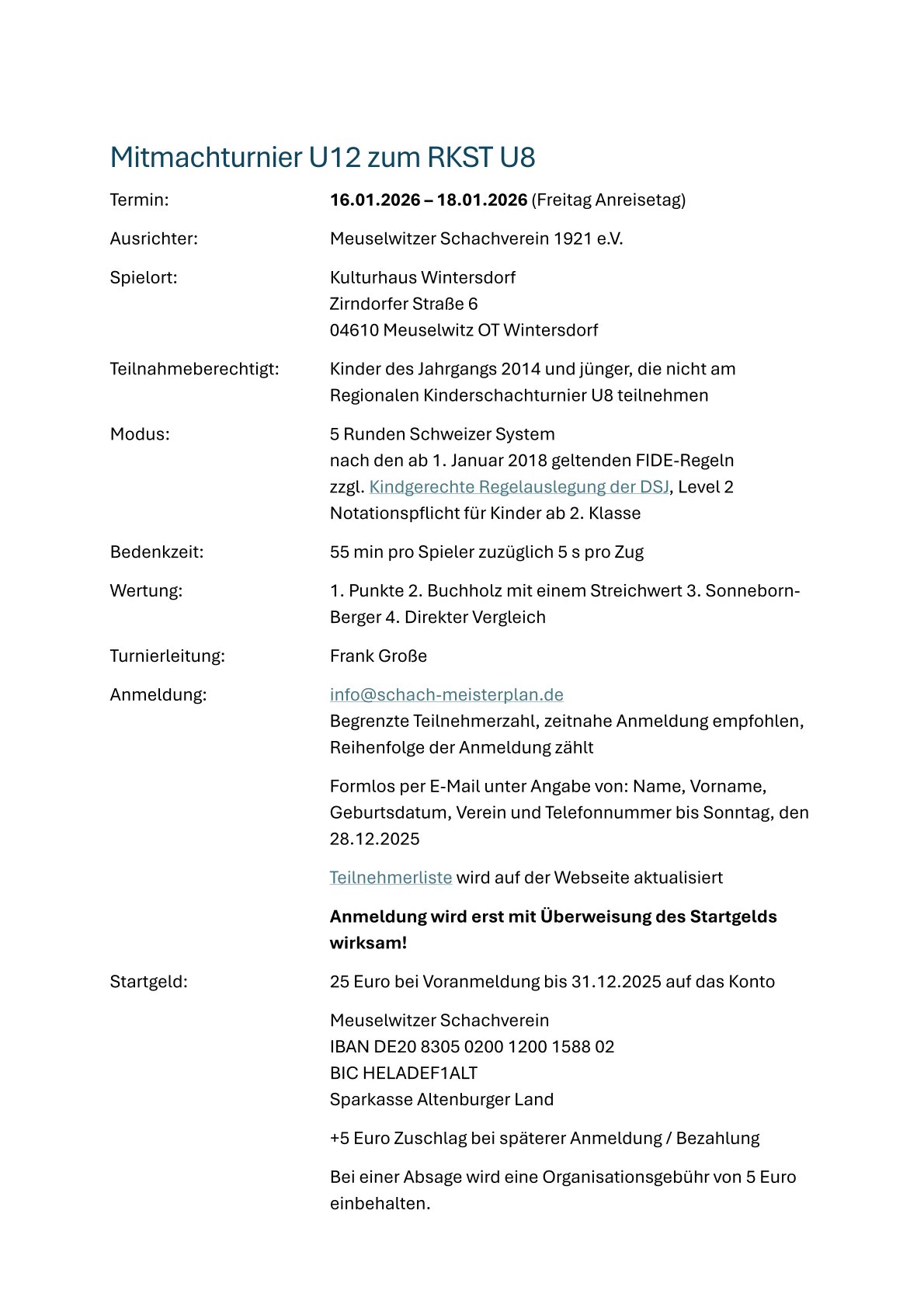 Mitmachturnier U12 zum RKST U8 1